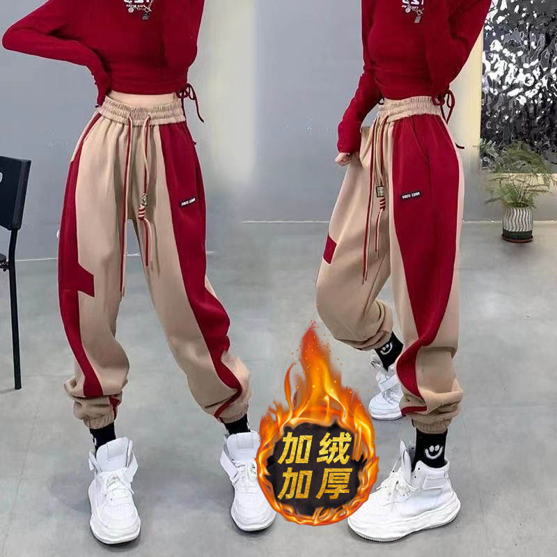 加绒加厚休闲束脚卫裤运动裤宽松