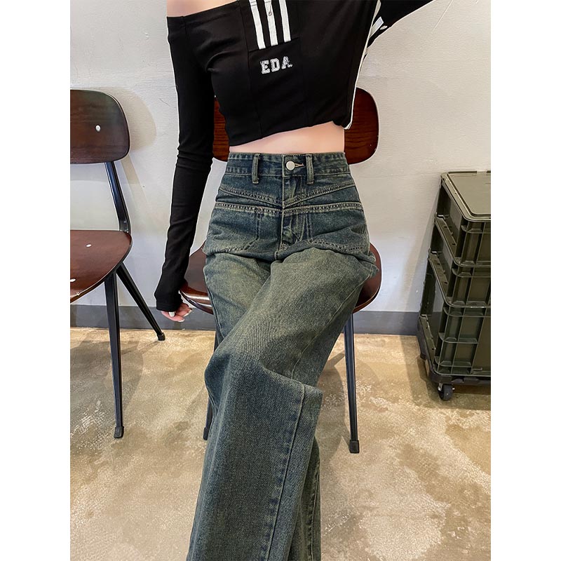 新款高腰显瘦爆款直筒牛仔裤女