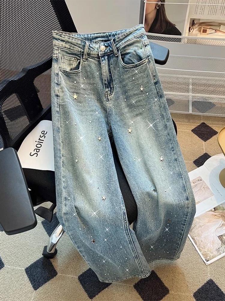 阔腿牛仔裤女潮2025年夏季新款