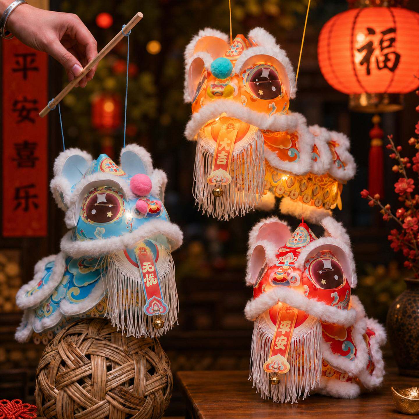 中秋节醒狮灯笼儿童手工diy图片