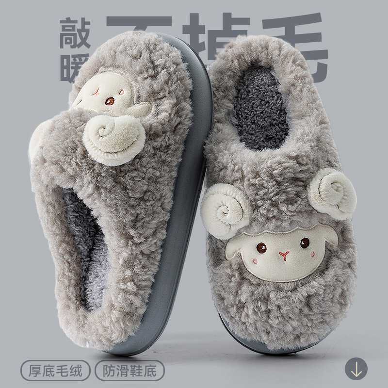 包跟情侣静音防滑加绒棉拖