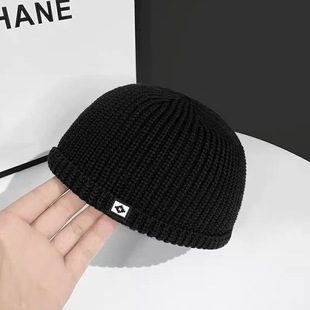 针织帽秋天瓜皮帽男士 毛线地主雅痞帽子女秋冬光头帽嘻哈街舞 薄款