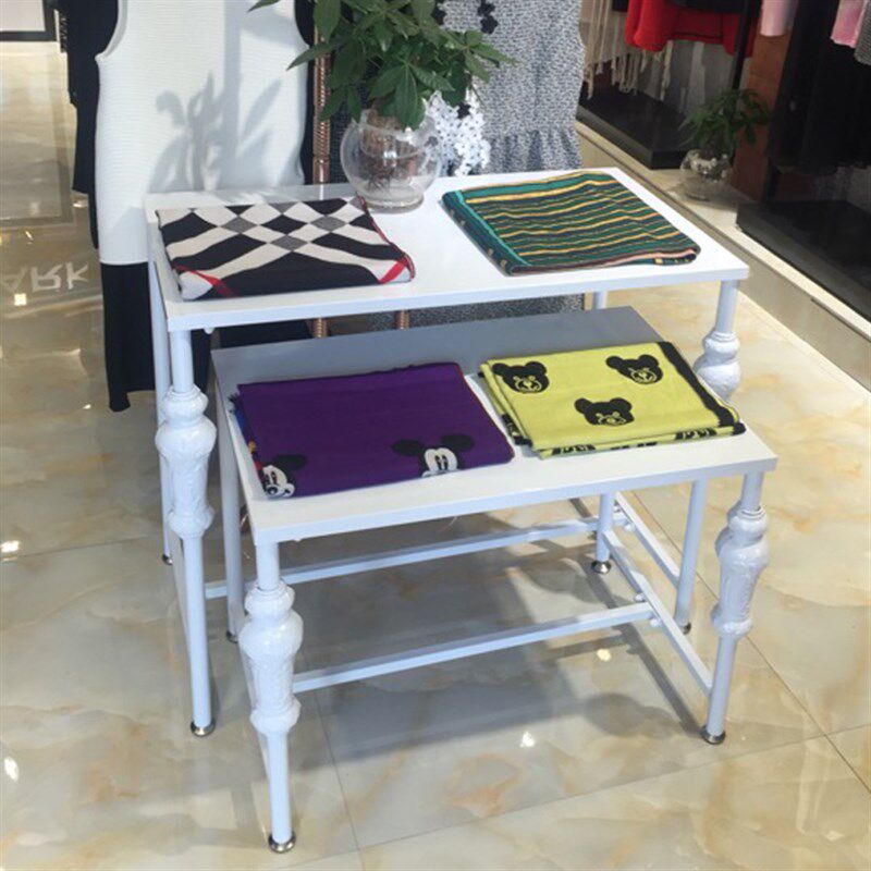 服装店展示架中岛流水台高低桌子落地橱窗展示柜复古包包鞋裤现货