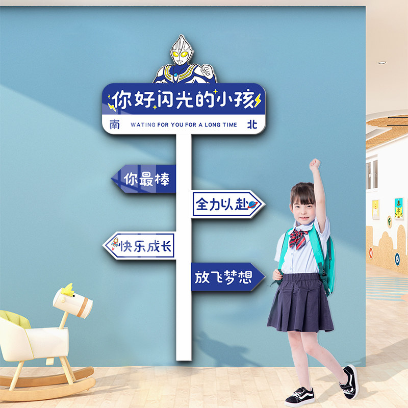 幼儿园教室墙面装饰布置神器中小学中班级文化奥特曼励志标语贴纸