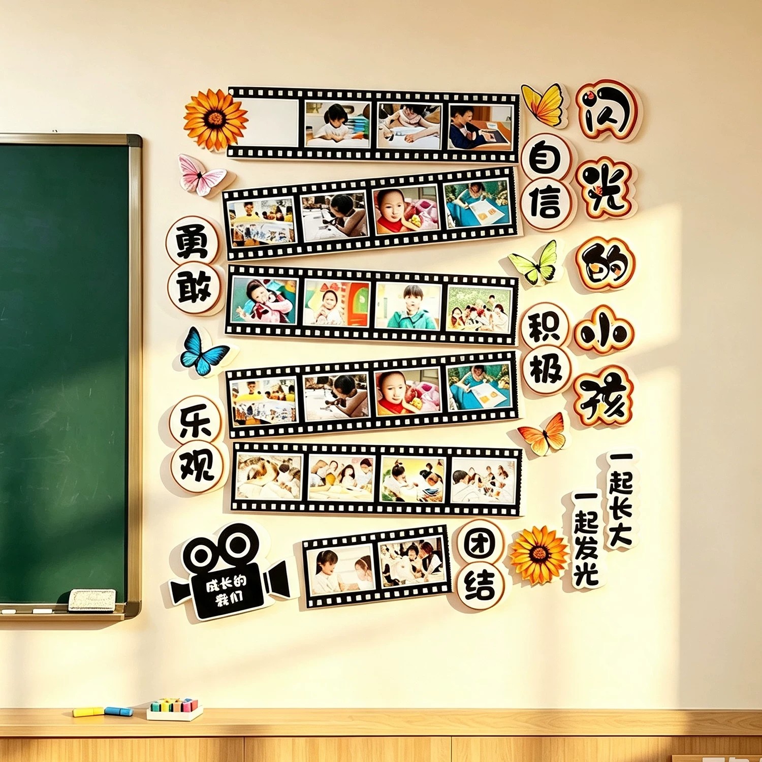幼儿园墙面装饰环创材料主题半成品照片文化培训机构学员风采展示