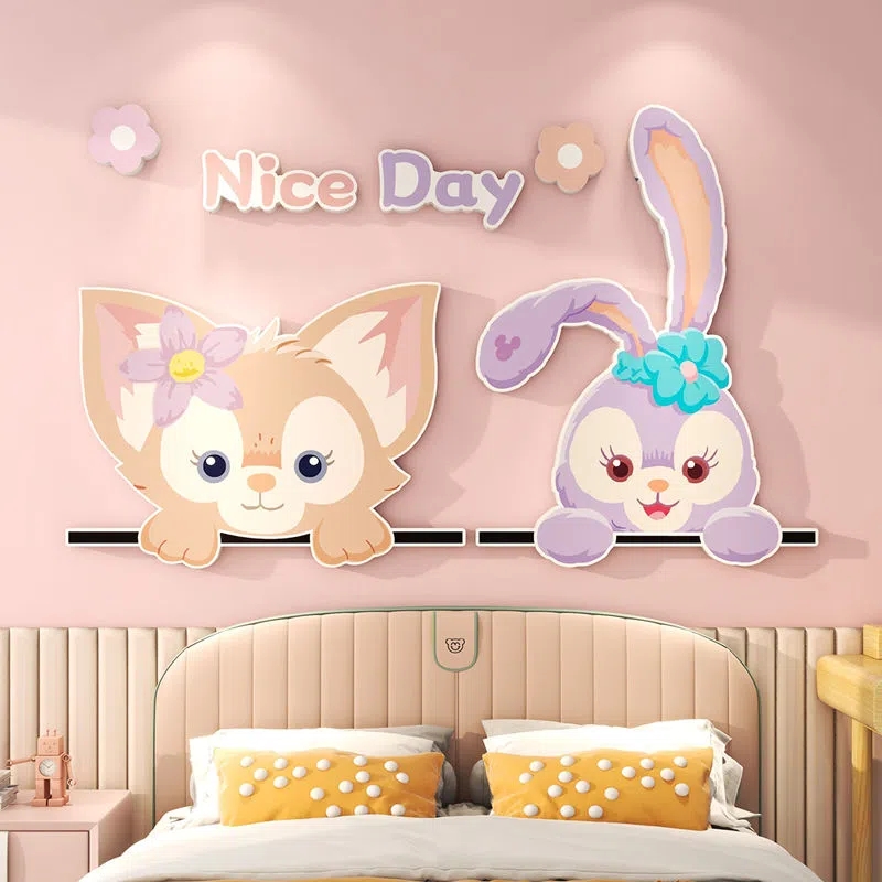 儿童房间女孩卧室床头背景