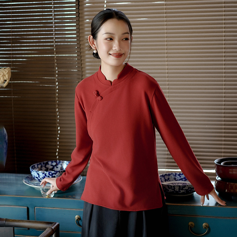 可外穿秋季新中式复古德绒打底衫