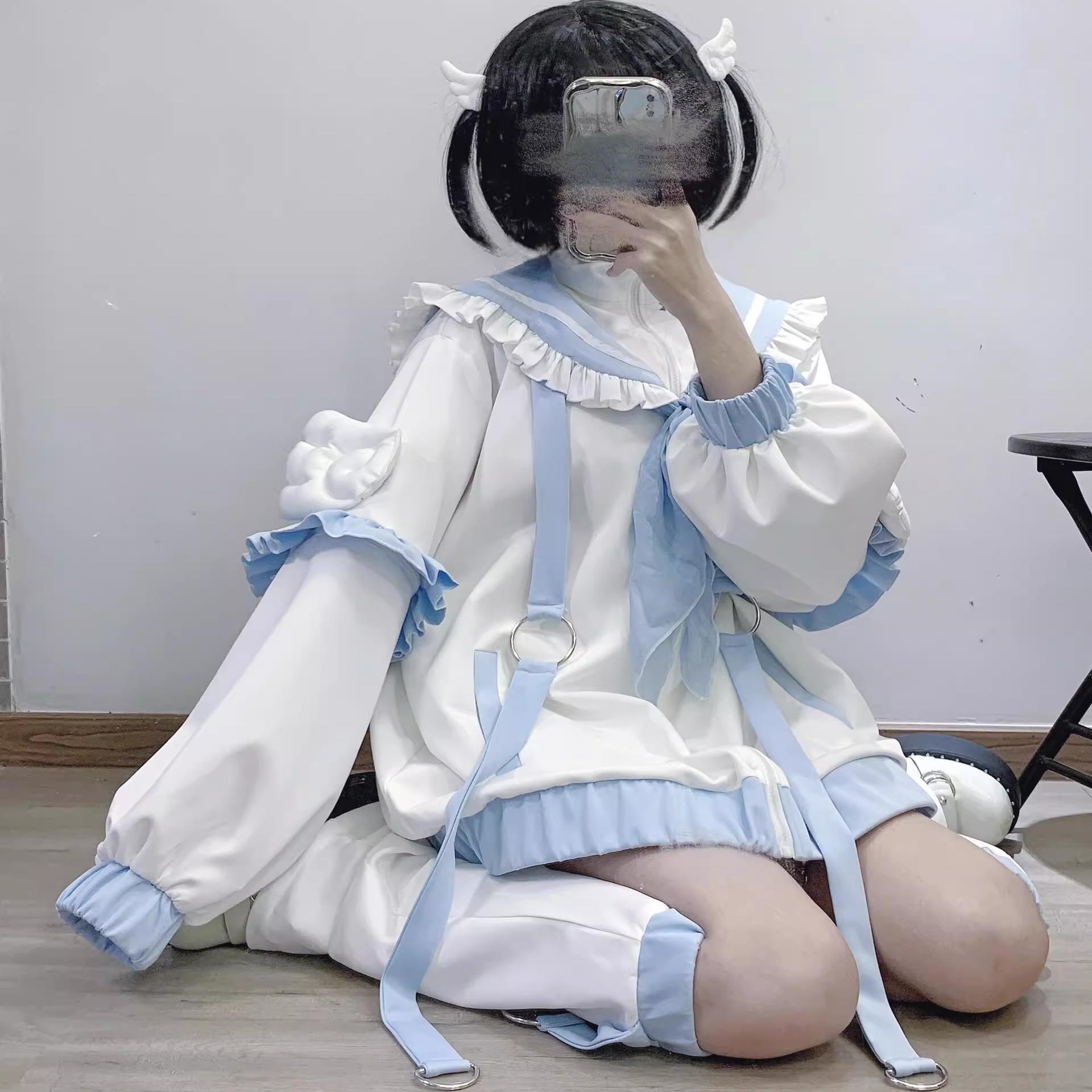 二次元撞色运动服开海军领外套女日系亚文化翅膀可爱开衫