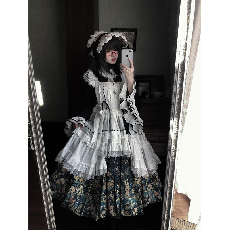 汉洋折衷汉服女明制交领琵琶袖马面套装洛丽塔lolita裙华丽优雅