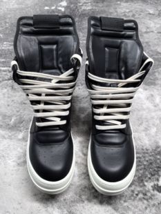 暗黑先锋RO主线高帮黑白拉链系带倒三角Geobasket 小牛皮情侣款