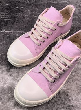 RO副线低帮系带马卡龙粉多巴胺色系帆布男女情侣增高鞋TPU底