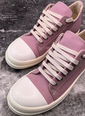 RO副线低帮系带马卡龙玫粉多巴胺色系帆布男女情侣增高鞋TPU底