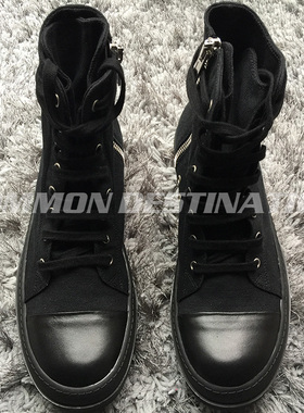 【CD.HOMME】16FW暗黑先锋RO复线TPU底 高帮系带情侣全黑帆布定制