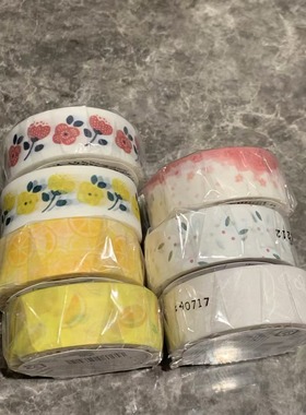 【至橘小铺】日本Daiso大创花朵水果白色和纸胶带分搭手帐福袋