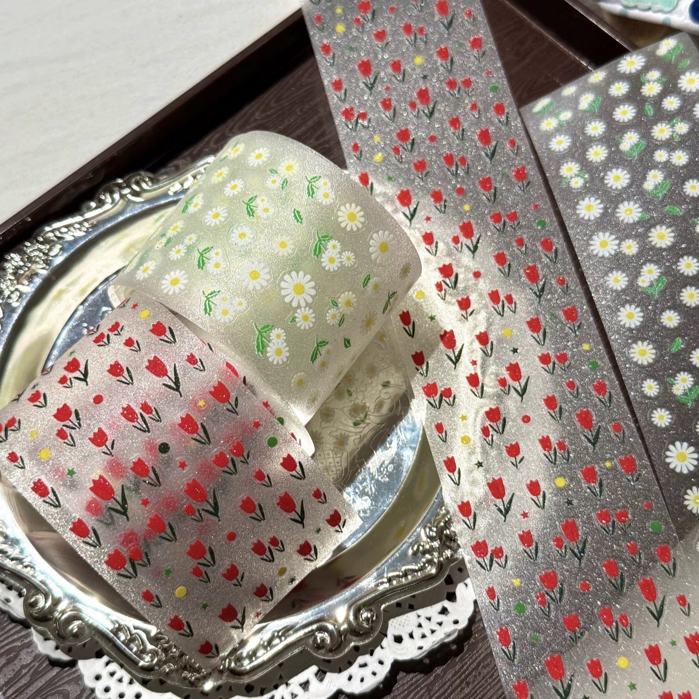 【至橘小铺】Girl17大龄萝莉昭和郁金香小雏菊切膜贴纸卷基础百