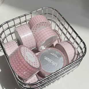 【至橘小铺】Lifetape人生磁带pink樱花色格纹波点手帐胶带分装