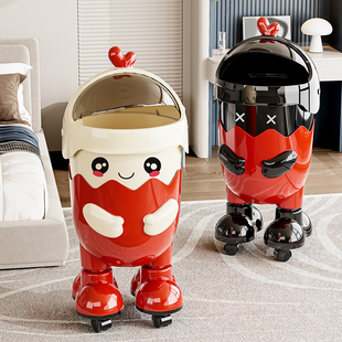 2025新款垃圾桶家用客厅卧室厨房轻奢高档带盖大容量带滑轮卫生桶