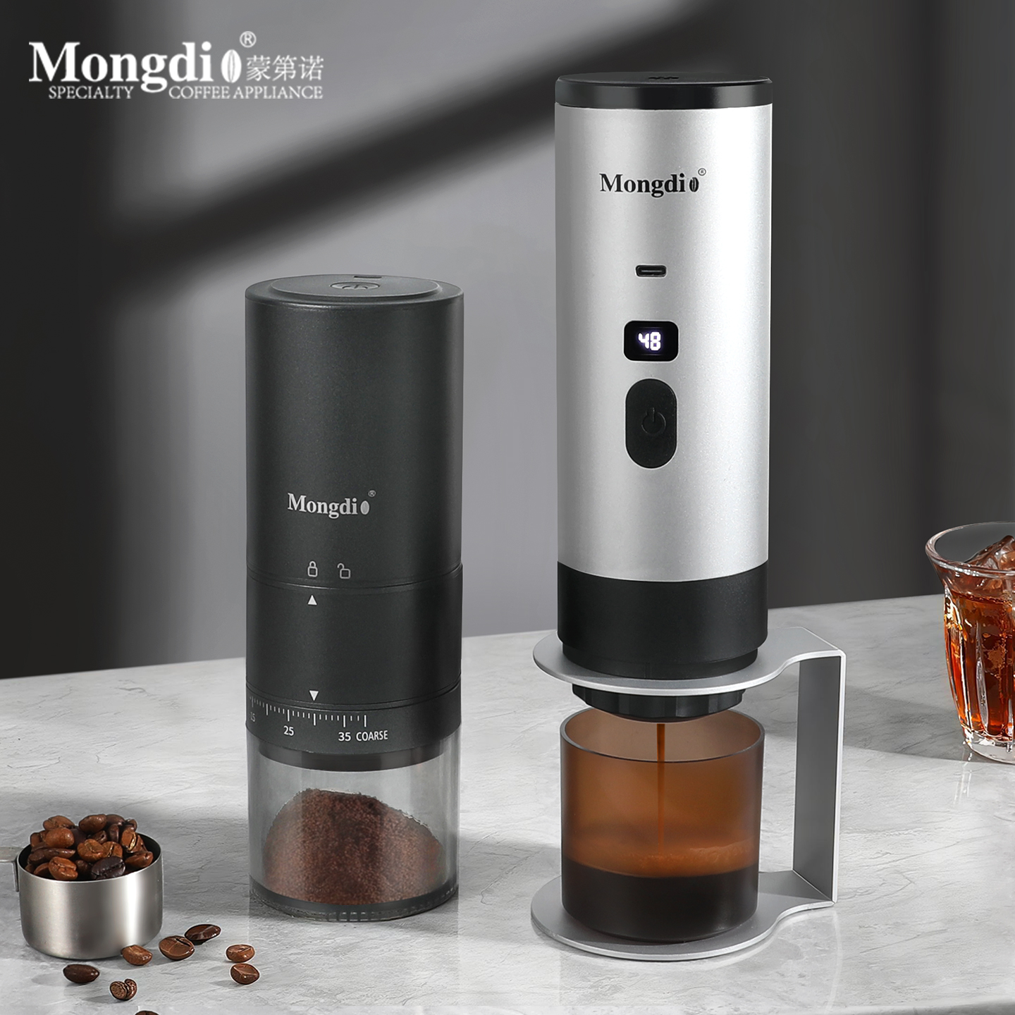 Mongdio胶囊咖啡机可携式意式浓缩咖啡粉萃取机加热电动S6胶囊机