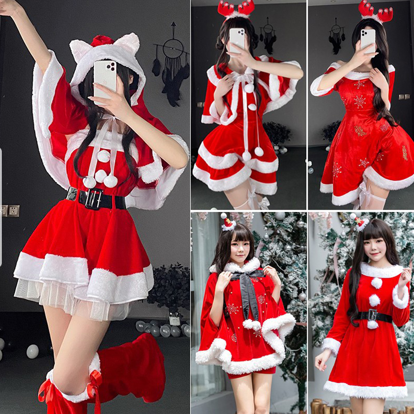 圣诞节服装成人女性感cos酒吧舞会兔女郎圣诞老人衣服演出服套装