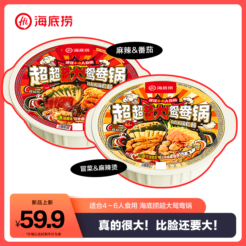 海底捞自热火锅超大分量鸳鸯锅速食自煮火锅套餐冒菜东北麻辣烫