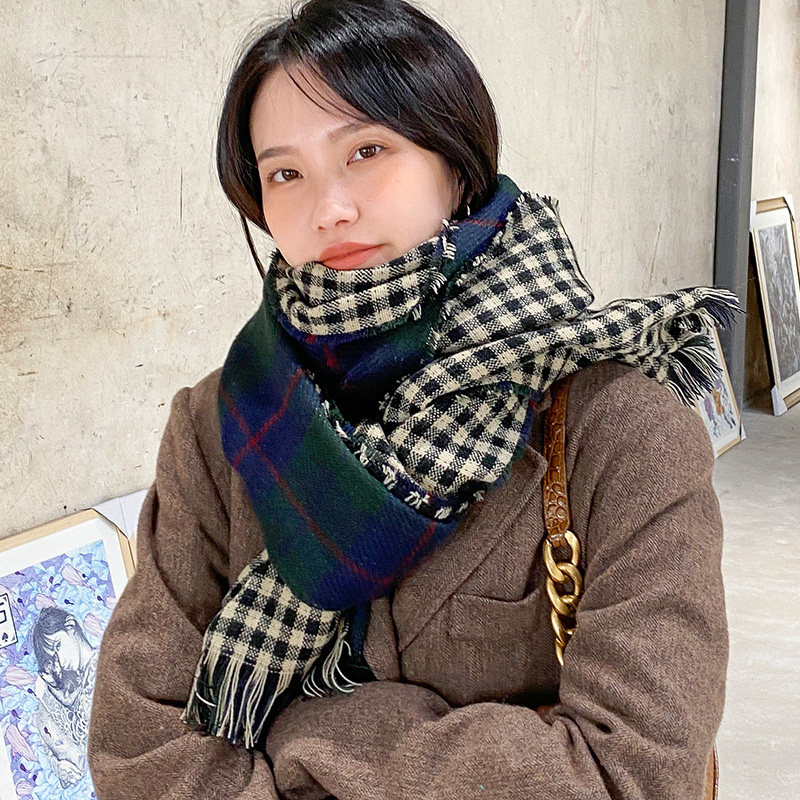 复古格子ins围巾韩版女百搭秋冬季新款情侣款披肩英伦软妹围脖潮