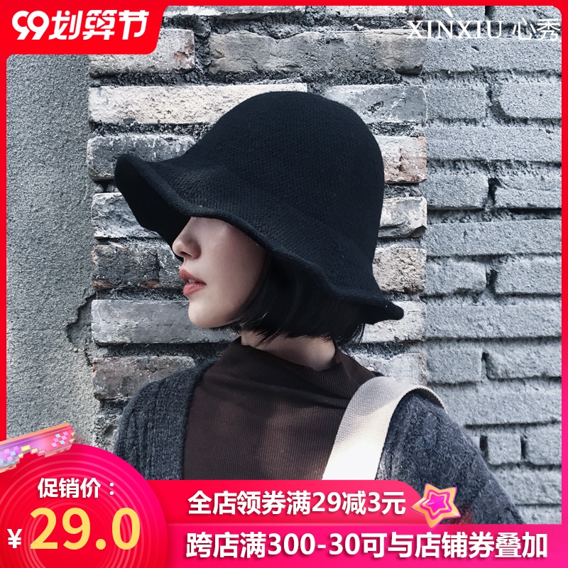 秋冬加厚勾针韩版保暖渔夫帽盆帽百搭文艺小礼帽女针织毛线帽子潮