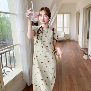 新中式国风盘扣印花改良旗袍连衣裙女夏2025新款长款气质显瘦裙子图片
