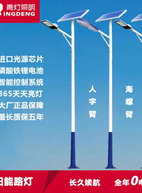 太阳能路灯户外农村5米6米金豆新智慧型50W60高亮长续航100W5000