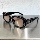 2024复古猫眼GM墨镜女高级感个性 太阳镜多铆钉镶钻防紫外线长方框