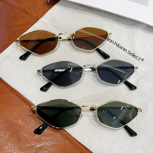 Jennie同款欧美多边形墨镜女老钱风金属小框防紫外线太阳眼镜男潮