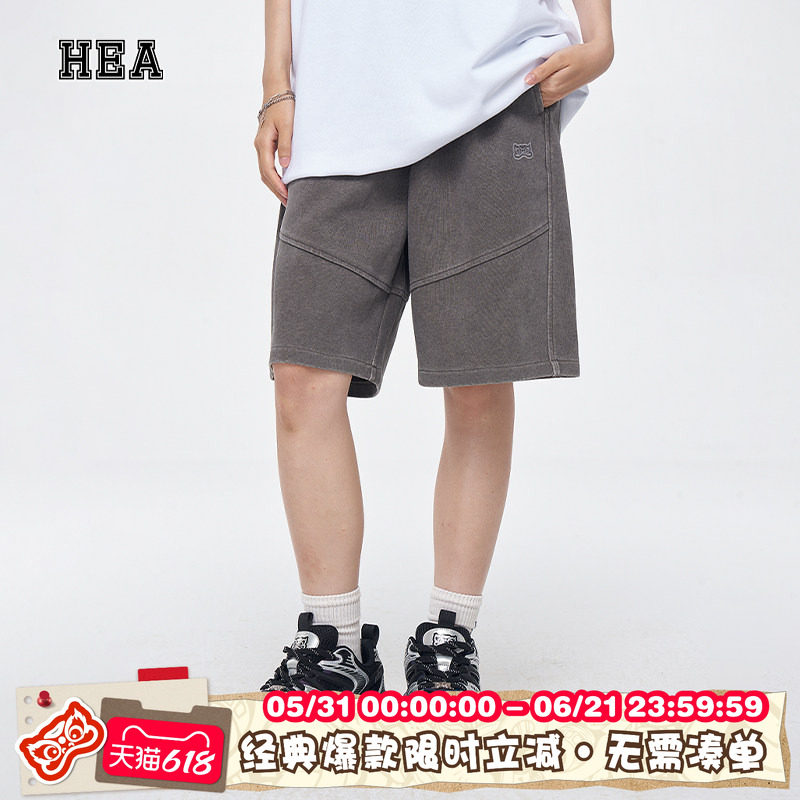 HEA 经典国潮休闲短裤运动五分卫裤工装短裤百搭直筒拼接男女同款