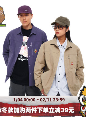 HEA x i.t fingercroxx联名秋冬工装POLO领长袖衬衫外套男情侣款