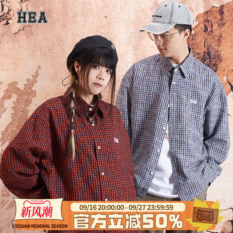 HEA长袖衬衫男潮牌醒狮满版印花秋冬衬衫长袖外套无性别衬衫外套图片