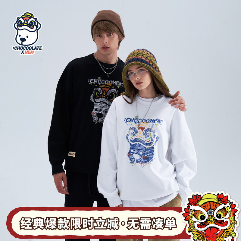 HEA x i.t:CHOCOOLATE联名国潮醒狮圆领卫衣男女同款情侣宽松新款