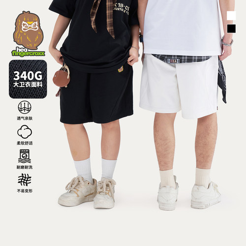 国潮松紧抽绳休闲短裤直筒宽松