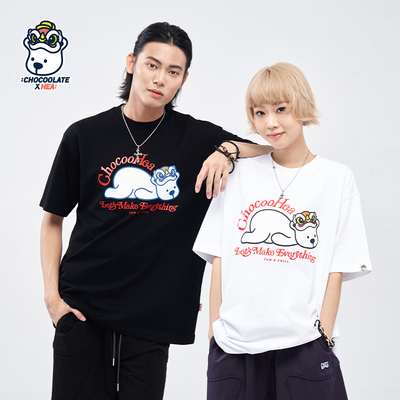 HEA x i.t:CHOCOOLATE联名款国潮夏季宽松小熊棉感短袖T恤青少年