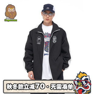 HEA i.t fingercroxx新款 国潮醒狮撞色拼接印花夹克外套男宽松