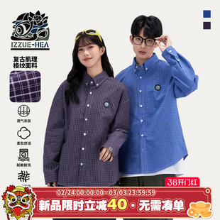 HEA x i.t izzue联名国潮情侣格子长袖衬衫外套男春夏季休闲衬衣