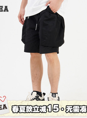 HEA 经典醒狮国潮大口袋休闲短裤工装轻户外透气松紧直筒运动短裤