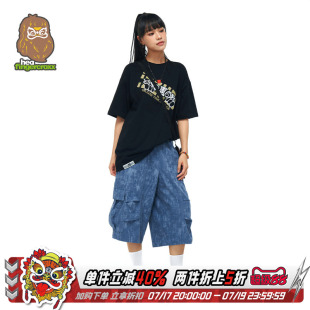 HEA x fingercroxx潮流多口袋工装休闲短裤男女同款直筒七分裤子