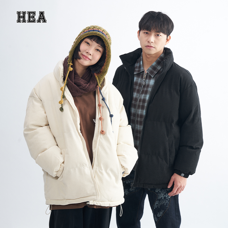 HEA 纯色棉服外套情侣同款秋冬新品国潮醒狮简约百搭保暖