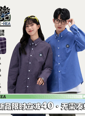 HEA x i.t izzue联名国潮情侣格子长袖衬衫外套男春夏季休闲衬衣