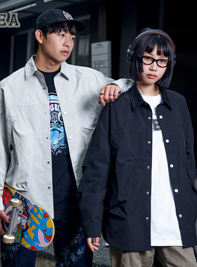 HEA 长袖衬衫国风醒狮休闲百搭西服无性别宽松早春通勤叠穿轻户外