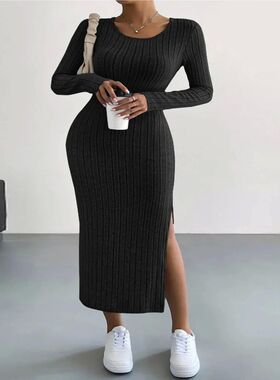 Plus Size Knitted Dress for Women 2024 Spring Winter Korean