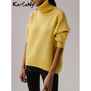 Sweaters Thick Oversize Turtleneck Warm Women Winter