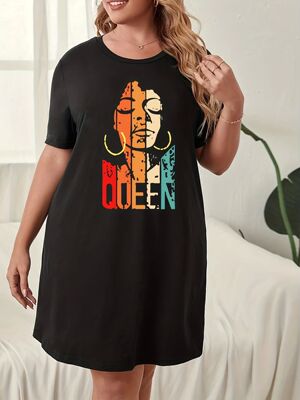 Queen Nightgown 3D QUEEN Printed Women's Loose Dresses Plus