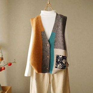 Cardigan Autumn Winter Retro Loose Vest 2023 Design Knitted