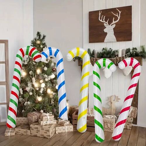 1pc Inflatable Christmas Colored Cane Thickened Pvc Toys Out