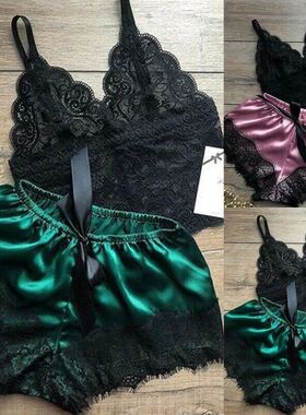1 Set Womens Lace Sleepwear Lingerie Tops Shorts Set Babydol