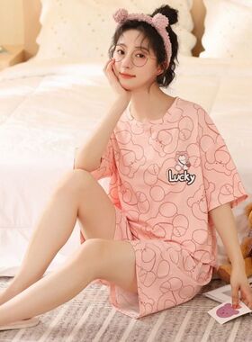 Women Pajamas Sets Big Size XXL Sleepwear Short Sleeve Pyjam